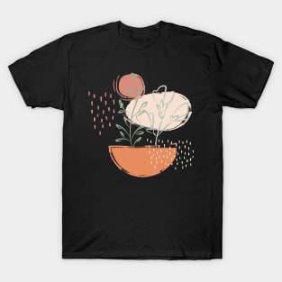 Abstract shapes dots and plants digital design illustration T-Shirt